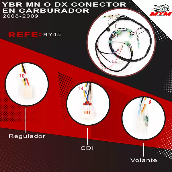 Sistema Electrico Ybr 125 Dx Conector En Carburador Yamaha