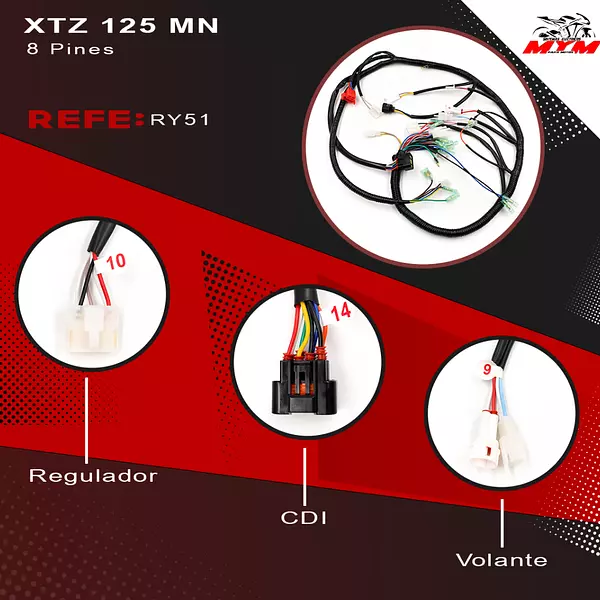 Sistema Electrico Xtz 125 Modelo Nuevo Yamaha Cdi 8 Pines