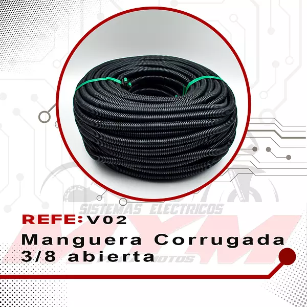 Manguera Currugada 3/8 Abierta Negra